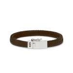 155BRN bracelet silver & leather Male