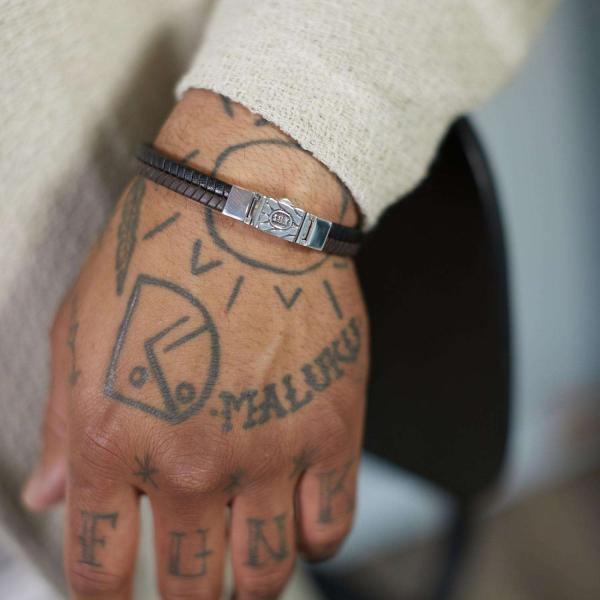 157BBR Bracelet Black-Brown Male CHEVRON Collection