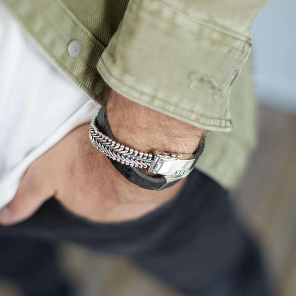 214BKC Wrap Black Croco Male CLASSIC CHEVRON Collection