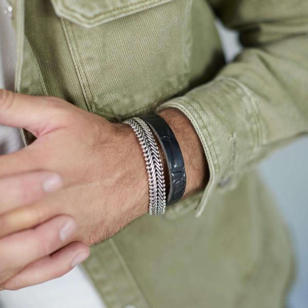 214BKC Wrap Black Croco Male CLASSIC CHEVRON Collection