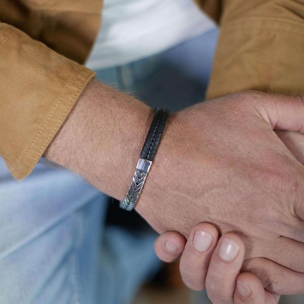 252BLK Bracelet Black Male CHEVRON Collection