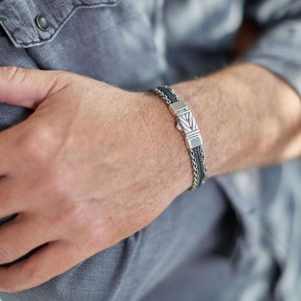 283 bracelet silver polished, mat & black RAW Male RAW Collection