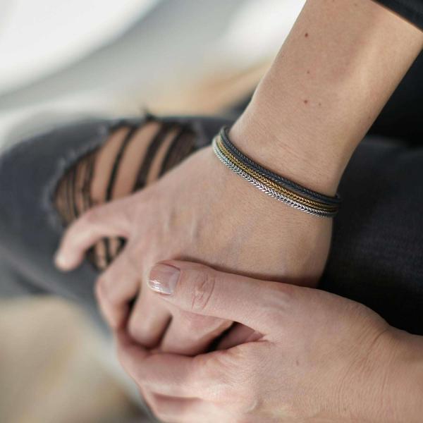 284 bracelet silver polished, mat & brass RAW Female RAW Collection