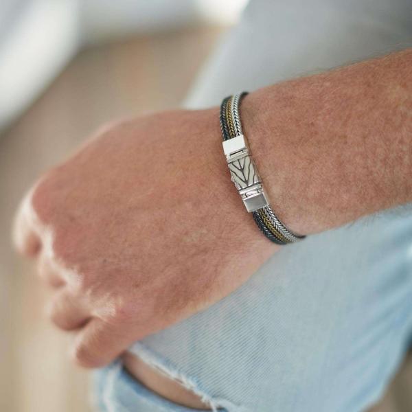 284 bracelet silver polished, mat & brass RAW Male RAW Collection