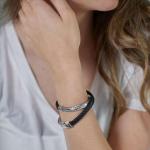 empty wrap bracelet silver & leather black ALPHA Female ALPHA Collection