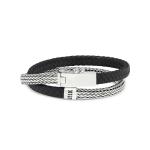 empty wrap bracelet silver & leather black ALPHA ALPHA Collection