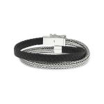 empty wrap bracelet silver & leather black ALPHA ALPHA Collection