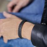 742BLK Bracelet Leather Black Female WEAVE Collection