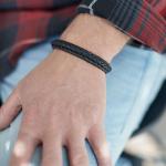 742BLK Bracelet Leather Black Male WEAVE Collection