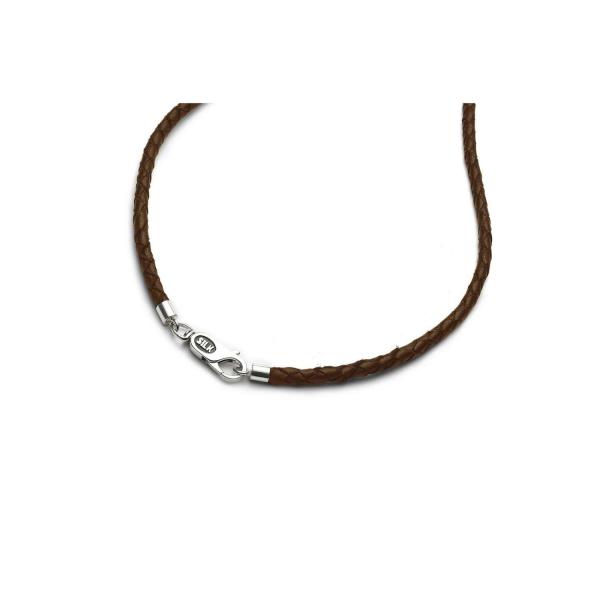 empty bracelet/necklace combo silver & leather brown LEATHER LEATHER Collection