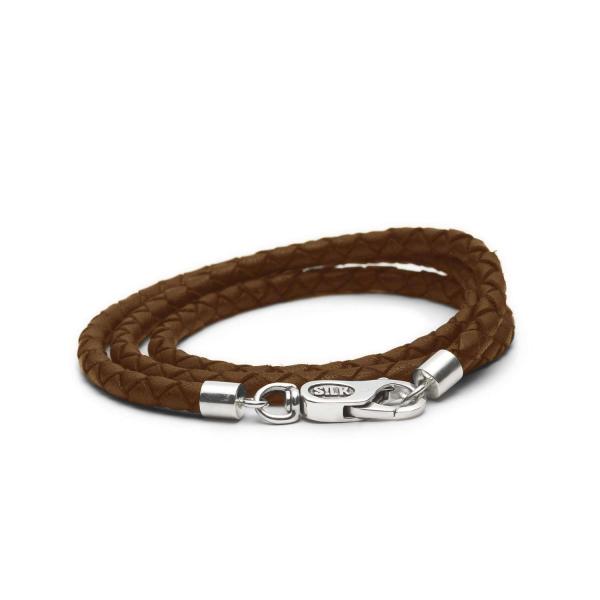 empty bracelet/necklace combo silver & leather brown LEATHER LEATHER Collection