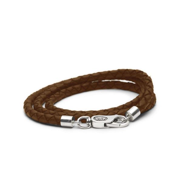 empty bracelet/necklace combo silver & leather brown LEATHER
