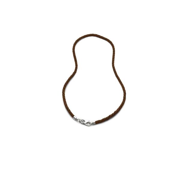 empty bracelet/necklace combo silver & leather brown LEATHER LEATHER Collection